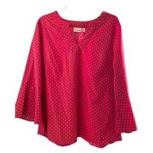 Kim Rogers Pink Polka Dot Blouse, Size Large